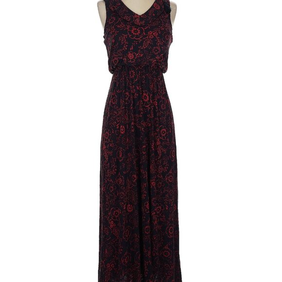 Ann Taylor Loft Riviera Black Red Floral Maxi Dress Small - Picture 1 of 11